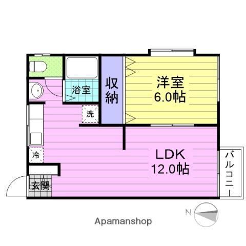 グランデュールAⅠ・Ⅱ(1LDK/2階)の間取り写真