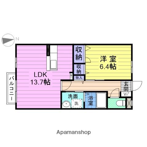 プレジール参番館(1LDK/2階)の間取り写真