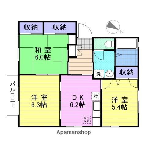 サニーコート弐番館(3DK/1階)の間取り写真