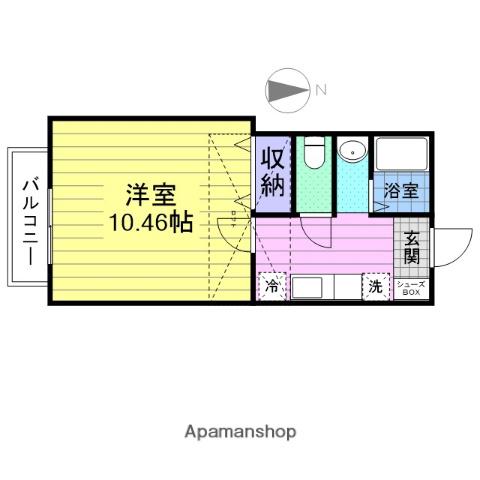 アフォリステーション新田東ウエスト・イースト(1K/2階)の間取り写真