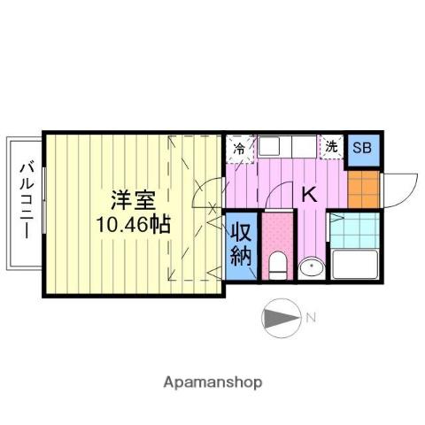 アフォリステーション新田東ウエスト・イースト(1K/2階)の間取り写真