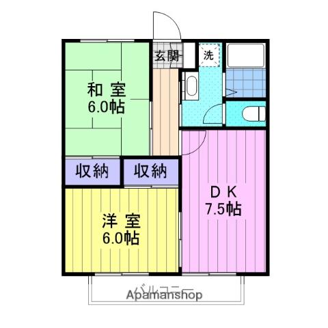 くりの木ハウス(2DK/2階)の間取り写真