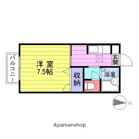 ウエストパル高崎(1K/1階)の間取り写真