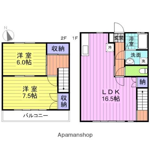 サンコーポタシロ(2LDK/2階)の間取り写真