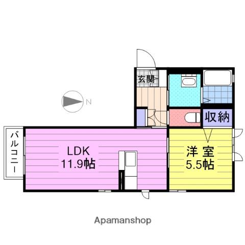 ソレアードⅠ(1LDK/1階)の間取り写真