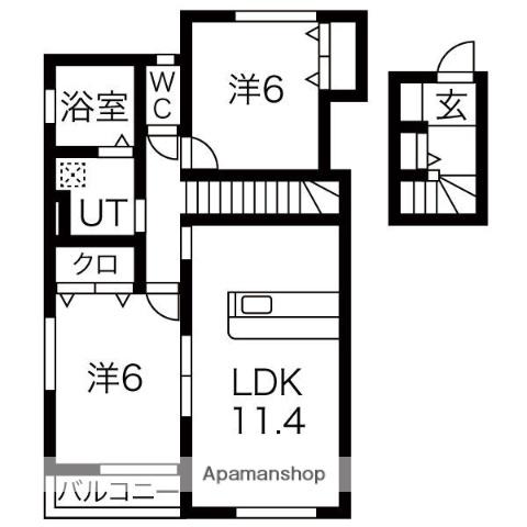 サンリッチC(2LDK/2階)の間取り写真