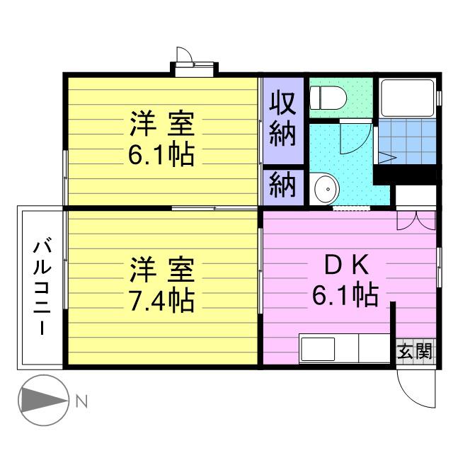 サニーコート・オークスⅡ(2DK/2階)の間取り写真