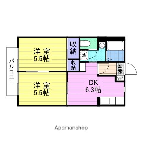 シャーメゾンKATO(2DK/2階)の間取り写真