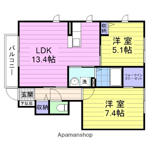セゾン・フルールⅥ(2LDK/1階)の間取り写真