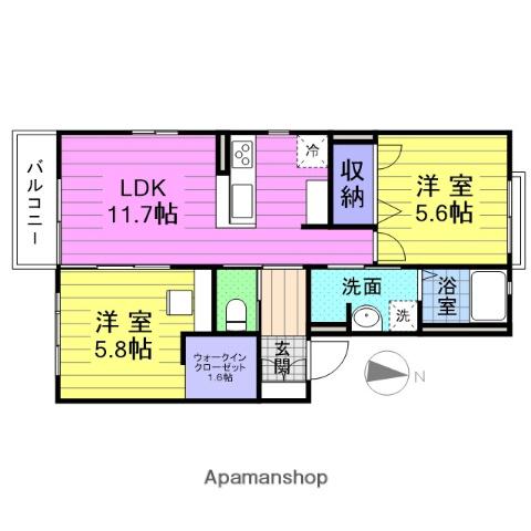 メゾン・ドール中野E(2LDK/1階)の間取り写真