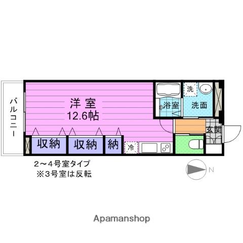 パークハイム高砂(1K/3階)の間取り写真