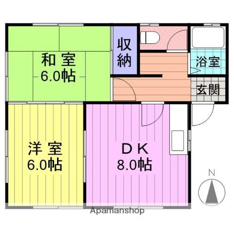 レジデンスSOLEL(2DK/1階)の間取り写真