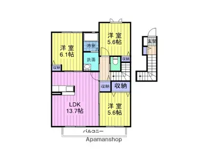 シャーメゾン シンフォニー(3LDK/2階)の間取り写真