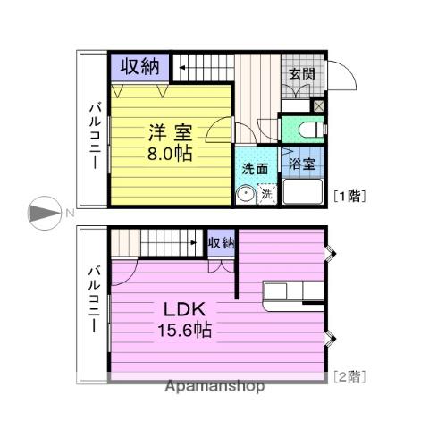 COMODO(1LDK/2階)の間取り写真