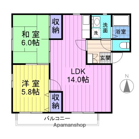 セフィラ福田町 七番館(2LDK/1階)の間取り写真