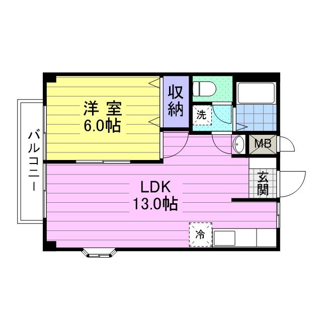 グランメル大場A(1LDK/1階)の間取り写真