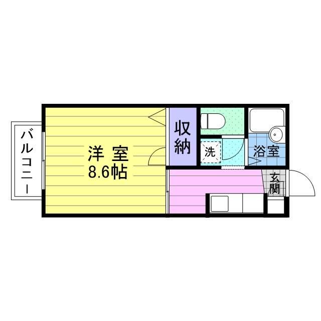 イーストパレスD(1K/2階)の間取り写真