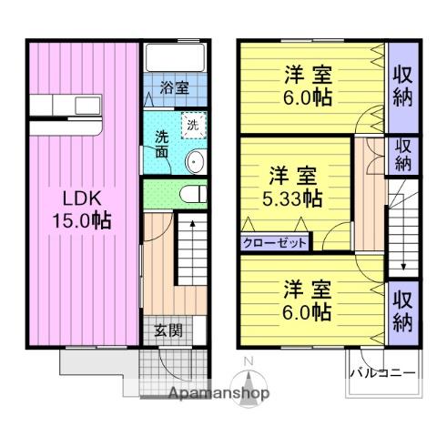 ソフィアウイングA棟(3LDK/1階)の間取り写真