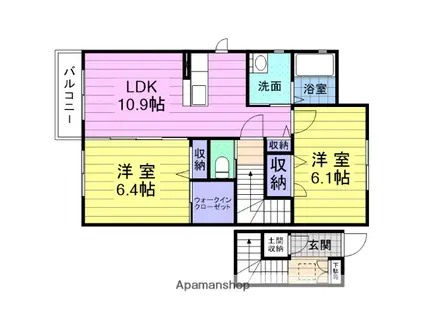シャーメゾンウィスタリアⅠ・Ⅱ(2LDK/2階)の間取り写真