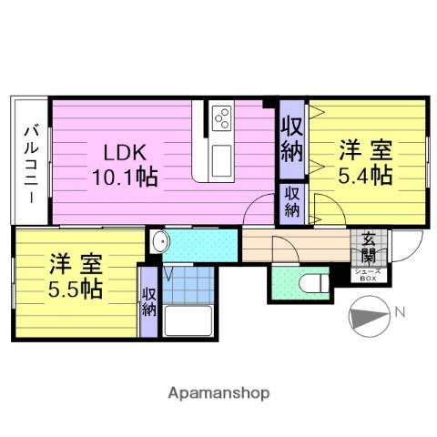 シャーメゾン堀西(2LDK/1階)の間取り写真