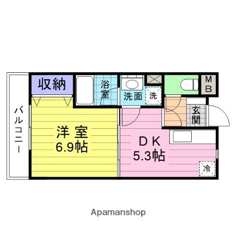 ワークヒルズ(1DK/4階)の間取り写真