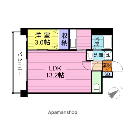パルメゾン高砂Ⅰ(1LDK/3階)の間取り写真