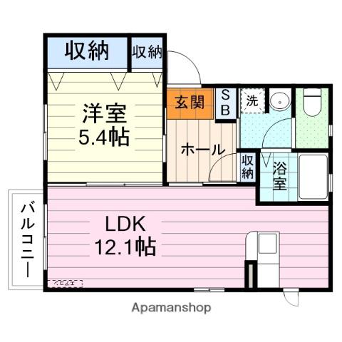 シャーメゾン新田東Ⅰ(1LDK/1階)の間取り写真