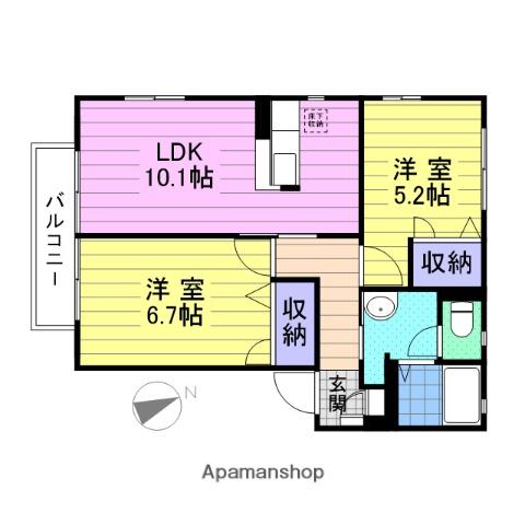 ボヌールⅡ(2LDK/2階)の間取り写真