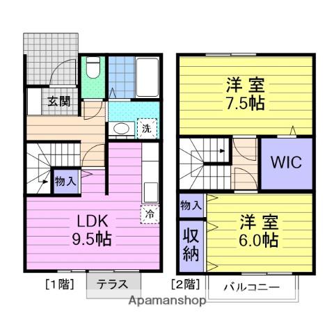 セジュールひかりE(2LDK/1階)の間取り写真