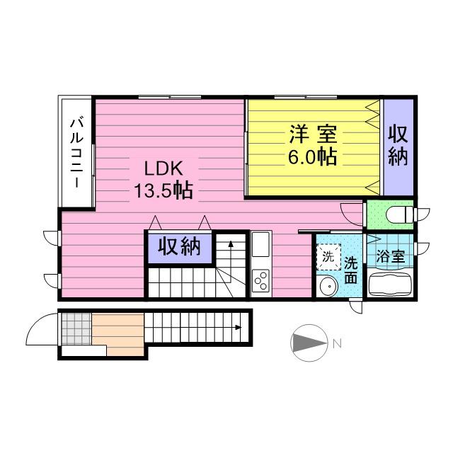 パルメゾンB(1LDK/2階)の間取り写真