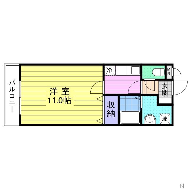 エレガントハウスC(1K/2階)の間取り写真