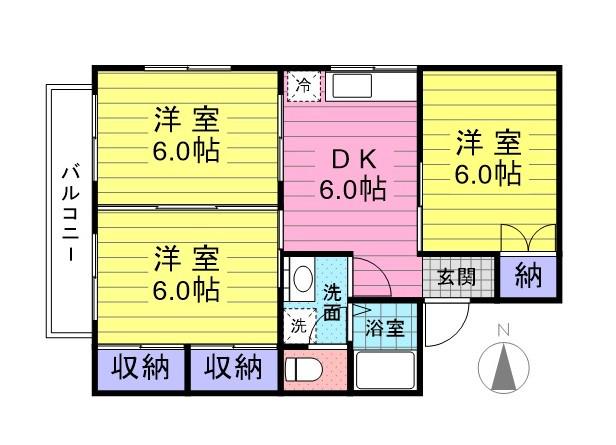 コーポ小野寺 1(3DK/1階)の間取り写真