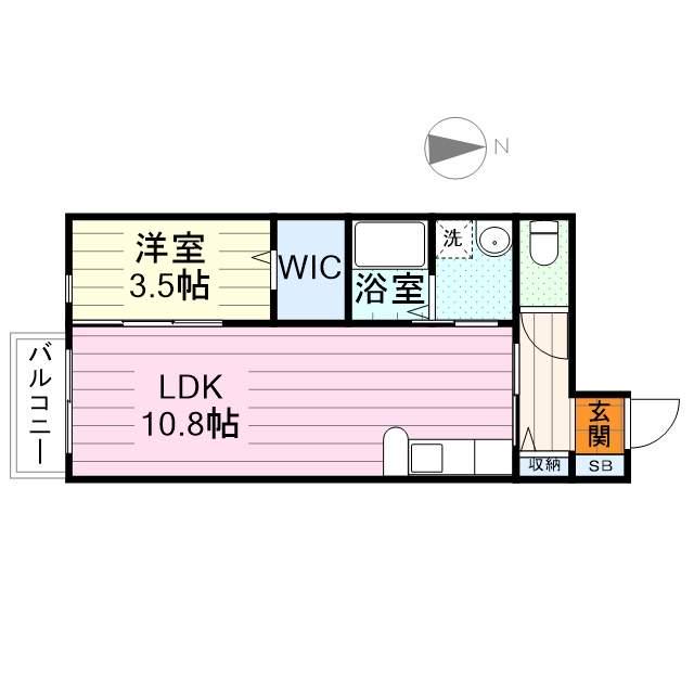 グラッセ田子(1LDK/1階)の間取り写真