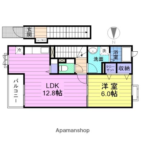 ダンデライオン 壱番館(1LDK/2階)の間取り写真