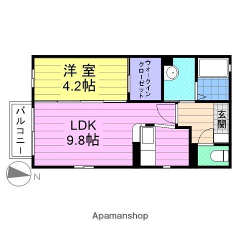 カーサ・クレールⅢ(1LDK/2階)の間取り写真