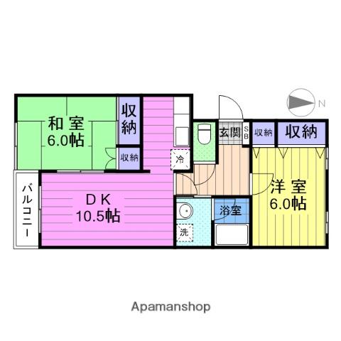 アゼリアコート(2LDK/2階)の間取り写真