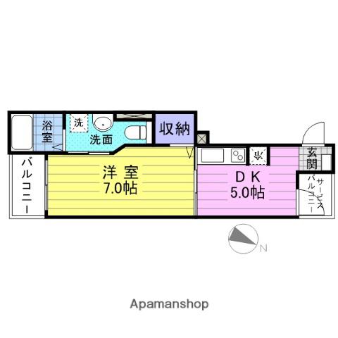 東北本線 岩切駅 徒歩19分 3階建 築10年(1DK/1階)の間取り写真