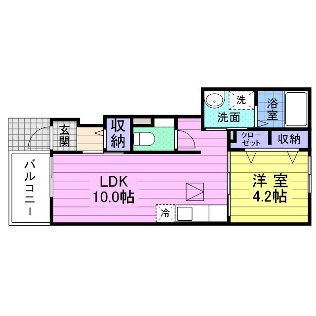 カレント・K(1LDK/1階)の間取り写真
