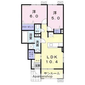 ベルエール(2LDK/1階)の間取り写真