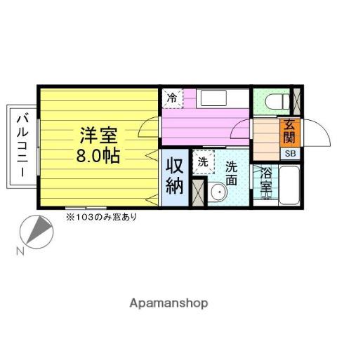 ブリオ岩切(1K/2階)の間取り写真