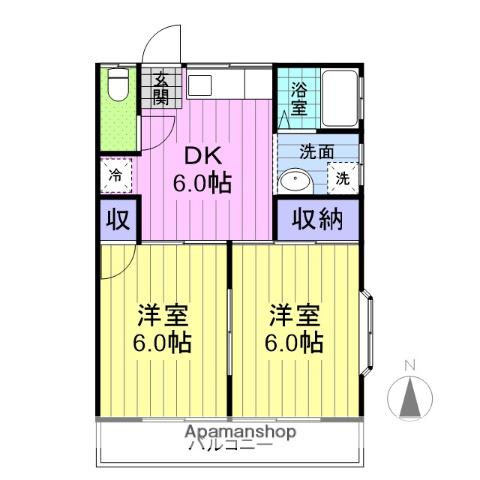 コーポKS(2DK/1階)の間取り写真