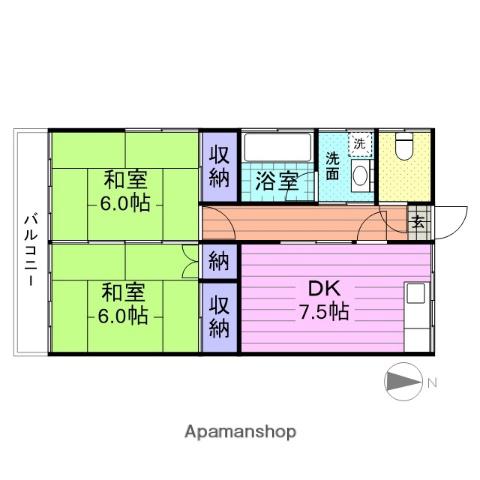 コーポパル(2DK/1階)の間取り写真