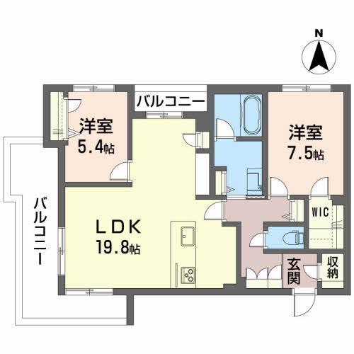 オリゾンⅢC(2LDK/3階)の間取り写真