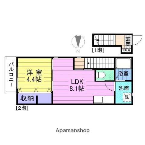 SOLEIL HINA Ⅴ (1LDK/2階)の間取り写真