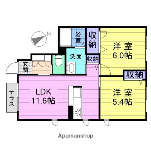 シャーメゾン菅谷台Ⅶ(2LDK/1階)の間取り写真