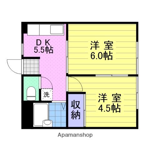 コーポ福田町Ⅱ(2DK/2階)の間取り写真