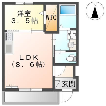 ジュルズールー(1LDK/1階)の間取り写真