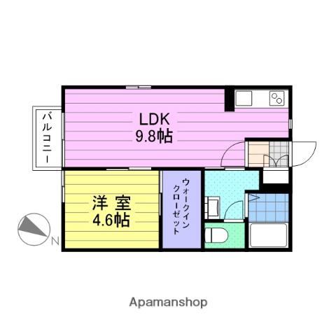 ルクエンス春日(1LDK/1階)の間取り写真