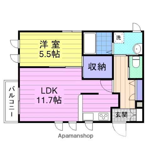 ゴールドコースト(1LDK/2階)の間取り写真