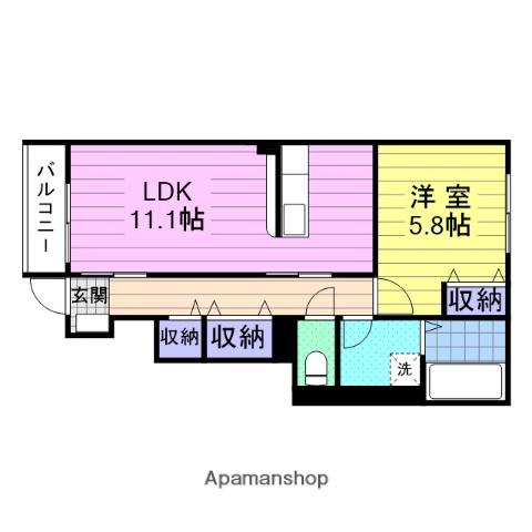 メゾン・ド・ハシヌマC(1LDK/1階)の間取り写真